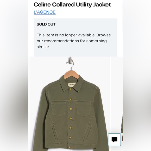 L’Agence Jean jacket Celine Collared Utility Jacket Juniper size Small - Picture 5 of 5